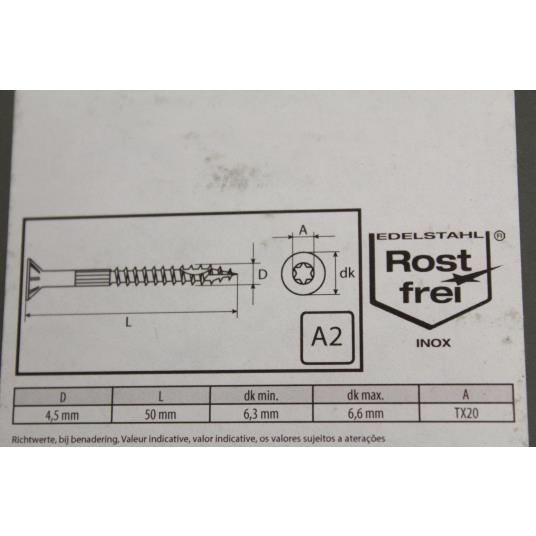 Zaunbauschraube Edelstahl 4,5x60 TX20